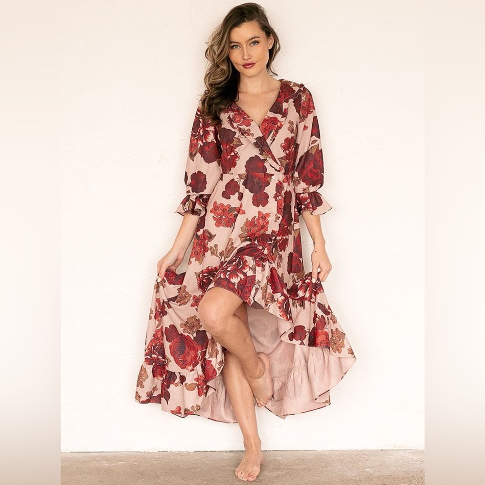 Joyfolie Madelynn Dress in Blush Rose Print- Size M- Retail: $110- New w/ tags!